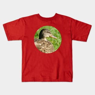 Female Mallard in the Grass Photograph Kids T-Shirt